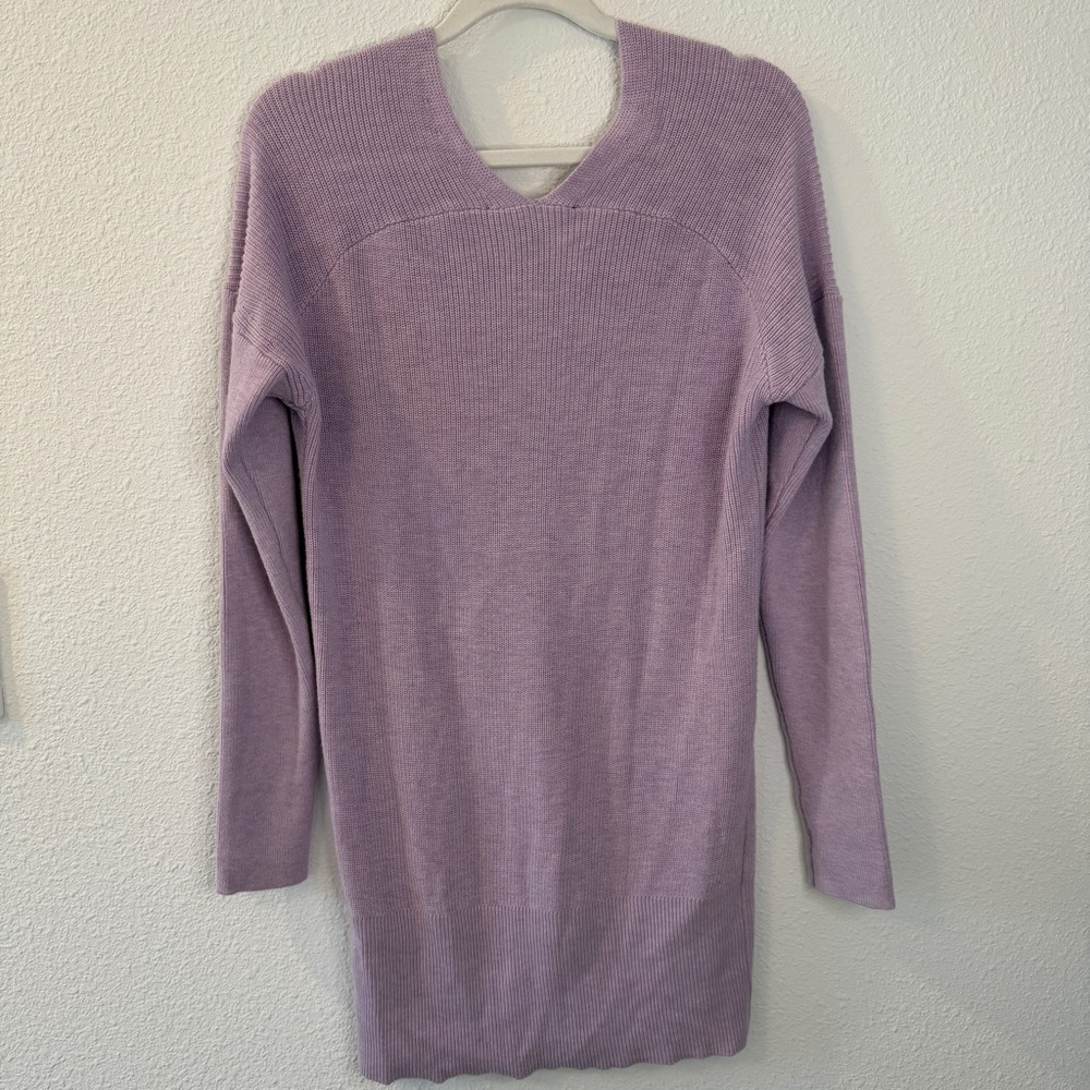 WHBM Cashmere Blend Lilac L/S V-Neck Ribbed Tunic Sweater Size XS NEW $89 Spring - Picture 3 of 7